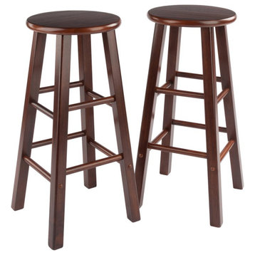 Winsome Element 29" Transitional Solid Wood Bar Stool in Walnut (Set of 2)