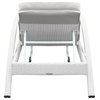 Aloha Adjustable Patio Chaise Lounge Chair, White Wicker and Gray Cushions