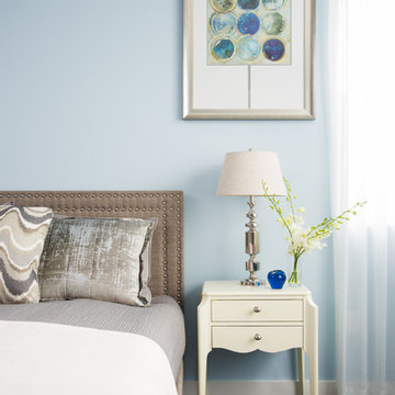 Master Bedroom In Cool Silver and Calm Blue Alternate Detail