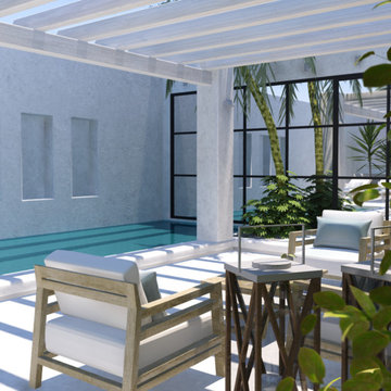 Contemporary tropical backyard