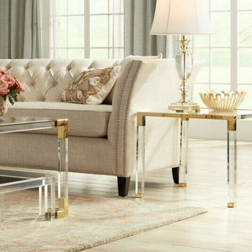 Modern Glass and Lucite Side End Tables