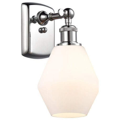 Ballston Cindyrella 1 Light Wall Sconce, Polished Chrome, Matte White Glass