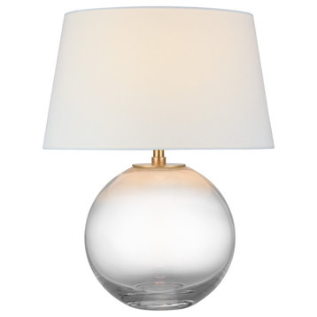 Masie Medium Table Lamp, 1-Light, Clear Glass, Linen Shade, 20.75"H