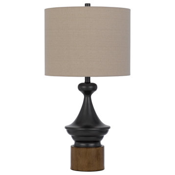 Sterling 1 Light Table Lamp, Black and Wood