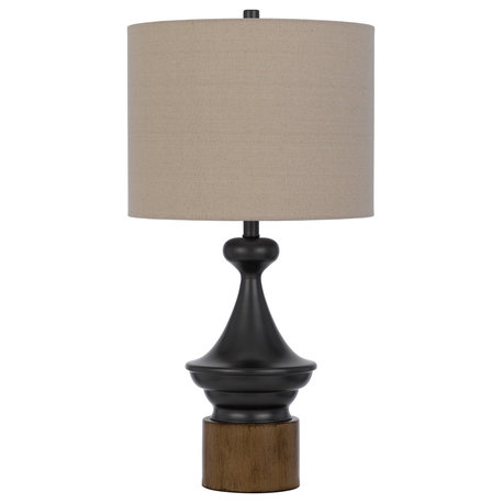 Sterling 1 Light Table Lamp, Black and Wood