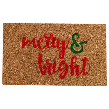 Hand Painted "Merry and Bright Holiday" Doormat
