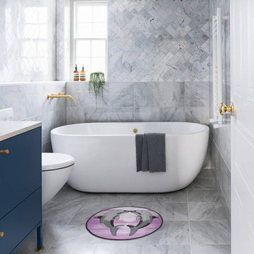 Dolphin PVC Bathroom Mat, Lilac, 19" x 26", Covers 3.4 sq ft