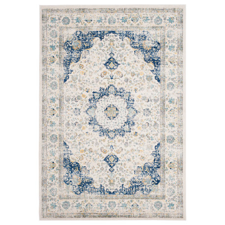 Safavieh Couture Evoke Collection EVK220 Rug, Ivory/Blue, 5'1"x7'6"