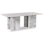 Meridian Furniture - Verona Dining Table, White, 78" W x 39" D - Elevate the look of your space with this handsomely crafted Verona dining table. Made by hand using genuine marble that lasts and lasts for years to come, this table exudes refinement and sophistication. The white marble with light grey veining brings contemporary panache to your room, while the uniquely shaped base instantly draws the eye, making the table a certain showstopper. Pair this table with other items in the Verona collection for a cohesive presentation.