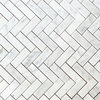 Carrara Marble Herringbone Mosaic Venato Carrera Tile Polished 1x2, 1 sheet