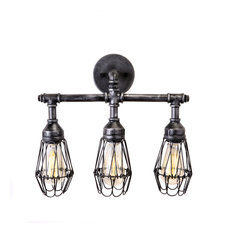 Admiral Industrial Bathroom Vanity Light Fixture, 3 Bulbs
