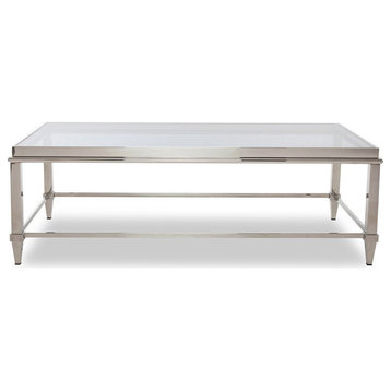 Sonia Modern Glass and Stainless Steel Coffee Table