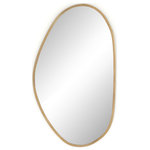 Four Hands - Brinley Mirror-Antique Brass - Reminiscent of mid-century Italian styling, antique brass-finished iron curves for a unique, asymmetric look that breaks the mold.