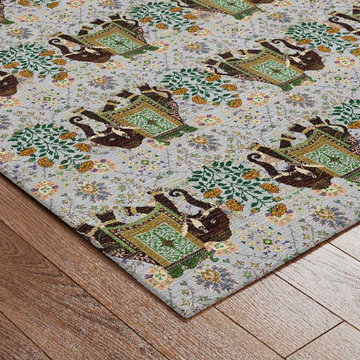 Elephant Flower Knotted Woollen and Viscose Rug