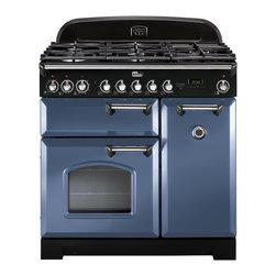 Falcon Classic Deluxe 90 Dual Fuel in Stone Blue with chrome trim - Cooktops