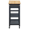 Hampton Kitchen Cart With Wood Top and Blue Stone Base