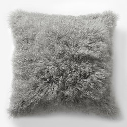 Mongolian Lamb Pillow Cover - Platinum (16" Sq.) - Products