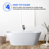 Vanity Art Solid Surface Resin Stone Freestanding Bathtub, Glossy White, 59"x29.5"