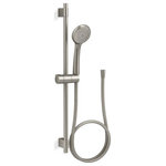 Kohler - Kohler Awaken B90 1.75GPM Handshower Kit, Vibrant Brushed Nickel - This all-in-one kit includes the Awaken B90 1.75-gpm multifunction handshower, a 24-inch slidebar, and a 60-inch ribbon hose. Advanced spray performance delivers three distinct sprays - wide coverage, intense drenching, or targeted - with a smooth rotation of a thumb tab. Ergonomic design makes for superior comfort and ease of use, with ideal balance and weight in the hand. The artfully sculpted sprayface takes its inspiration from the purposeful patterns found in nature, complementing a wide range of bathroom styles.