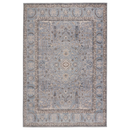 Machine Washable Kadin Medallion Pink and Blue Runner Rug, Blue and Gray, 2'6"x7