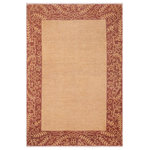 Bareens Designer Rugs - Contemporary Ziegler Gwenda Beige Brown Hand-Knotted Wool Rug - 5'11'' x 8'8'' - Enhance the ambiance of your home with this magnificent Persian-influenced Turkish hand-knotted rug made by skilled artisans capable of creating the most exceptional vegetable dyes and hand-spun wool. This exquisite handmade rug is a one-of-a-kind  Kafkaz, otherwise identified as Chobi, Chobi Peshawar, Oushak, or Ziegler rug. These handmade rugs are crafted in Pakistan utilizing superior-quality wool imported from Australia, New Zealand, and Korea in two types of weaves: the Persian weave and the Mori weave. This rug is meticulously crafted by hand using the finest natural vegetable dyes extracted from local plants. The artisans use a blend of hand-spun local and fine merino wool, resulting in a rug with a compelling texture, higher lanolin content, and longer staple. The artisans occasionally incorporate natural or artificial silk into the pile to enhance specific motifs. The finished product is an awe-inspiring execution of flawless design and an understated palette that exudes elegance.