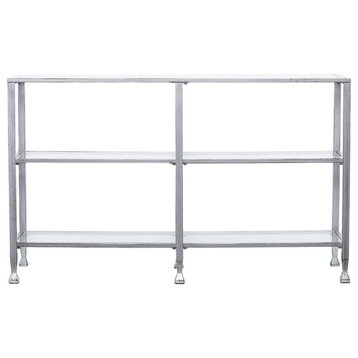 Jaymes/Glass 3-Tier Console Table/Media Stand, Silver