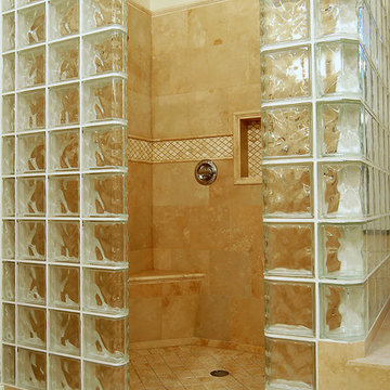 Glass Block Traverine Shower/ Soap Shelve/ Seat