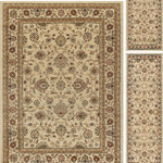 Tayse Rugs - Raleigh Traditional Floral Beige 3-Piece Area Rug Set - Redefine style with the engaging oriental design of this area rug. The floral pattern has an antique ivory background with sangria red