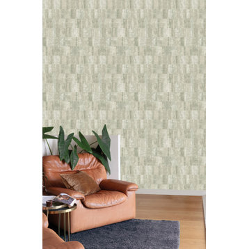 Scratched Textured Blocks Geometric Textured Double Roll Wallpaper, Green, Double Roll