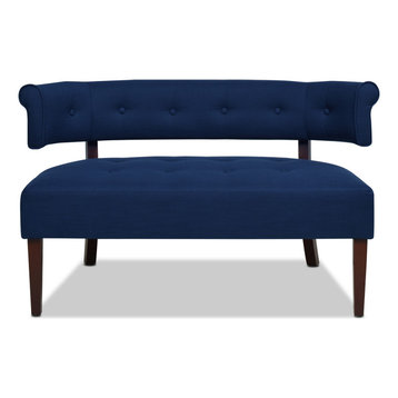Jared Tufted Bench  Settee, Midnight Blue