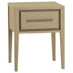 Bentley Designs - Rimini Aged Oak and Weathered Oak 1-Drawer Bedside Table - Rimini Aged & Weathered Oak 1 Drawer Bedside Table is finished in a striking combination of aged oak and contrasting weathered oak. It is the refined details that set this range apart, such as geometrical spindles set in a bevelled and tapering frame, striking drawer recesses, and dovetail handles.