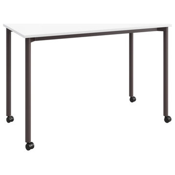Olio Designs Spright Mobile Wood Top Work Table Desk in White and Black Coffee