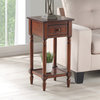French Country Khloe One-Drawer Accent End Table in Mahogany Wood Finish