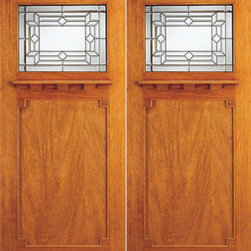 Brazilian Mahogany Arts and Crafts Style Double Doors, Triple Glazed - Front Doors