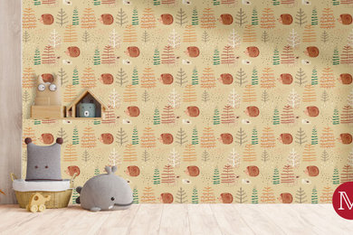 Example of a classic wallpaper kids' room design in Vancouver with beige walls