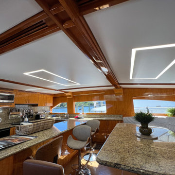 Satin ceiling and LED lights on a ship