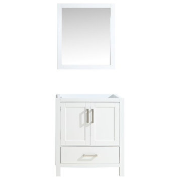 Jacques 30" White Single Vanity White, no Top and 28" Mirror