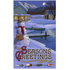 Paul A. Lanquist Seasons Greetings Snowman Fishing Art Print, 30"x45"