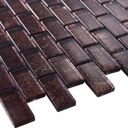 1x2 Glossy Glitter Red Velvet Sky Subway Glass Mosaic Tiles - Home Accessories & Decor