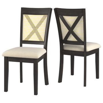 Auman Cane Accent Dining - X-Back Chair (Set of 2), Antique Black Finish