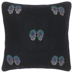 Bareens Designer Rugs - Bohemian Ha Hand Embroidered Italian Velvet Pillow - Embellish your home with this timeless casual chic handmade pillow made with gorgeous soft luxurious Italian Velvet. Hand Embroidered pattern on classy Italian Velvet with beautiful color combination and unique majestic intricate design is a mesmerizing addition to any d�cor. This beautiful, elegant pillow features beautiful colors with unique design made by skilled artisans. An intricate design and exquisite coloration make this handmade pillow a standout piece in any decor.