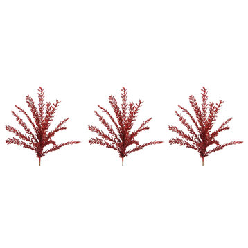 23"H Glitter Filigree Leaf Spray Christmas Decor, Red