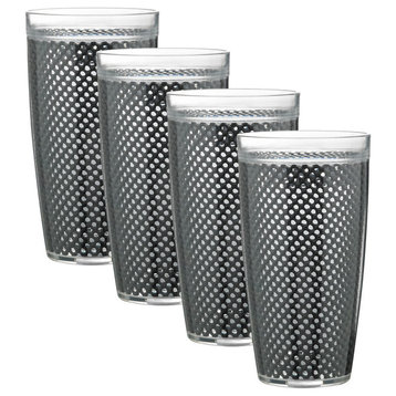 Fishnet Doublewall Drinkware Glasses, Black, 22 oz., Set of 4