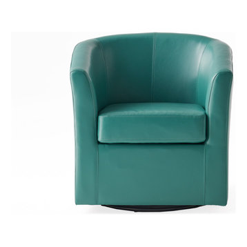 GDF Studio Corley Faux Leather Swivel Club Chair, Turquoise