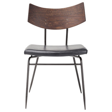 Soli Dining Chair, Seat: Matte Black, Back: Seared Oak