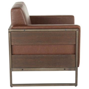 Drift Lounge Chair, Antique Metal, Espresso Wood, Brown PU