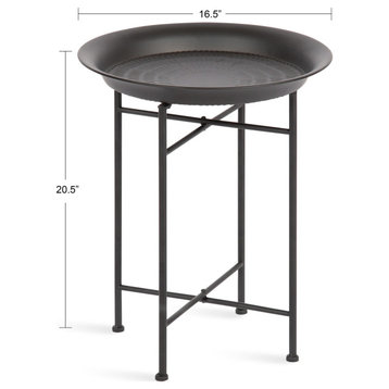 Mahdavi Round Metal Accent Table, Black, 16.5x16.5x20.5