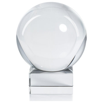 Sakinah Small Decorative Crystal Glass Orb on Base, Clear