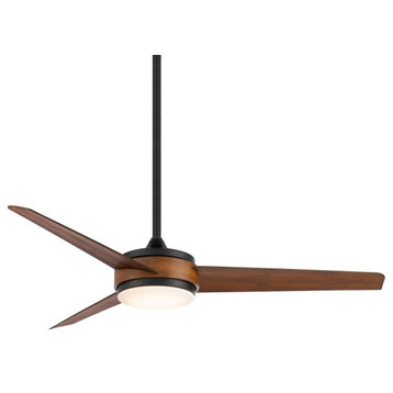 Mod Indoor/Outdoor 3-Blade Smart Ceiling Fan 54", LED, Black/Distressed Koa