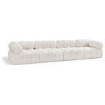 Meridian Furniture - Ames Boucle Fabric Modular Sofa, Cream, 4-Piece: 2 Armless Chair, 2 Corner Chair - Introduce a touch of modern sophistication to your living area with the exquisite Ames Boucle Fabric Sofa. With plush cream boucle fabric and unique design, it will elevate the visual appeal of your living space. This elegant and captivating sofa can be mixed and matched with other pieces from the collection to create an endless array of stunning looks. So, get ready to transform your living area into an inviting and stylish haven with the Ames Boucle Fabric Sofa.